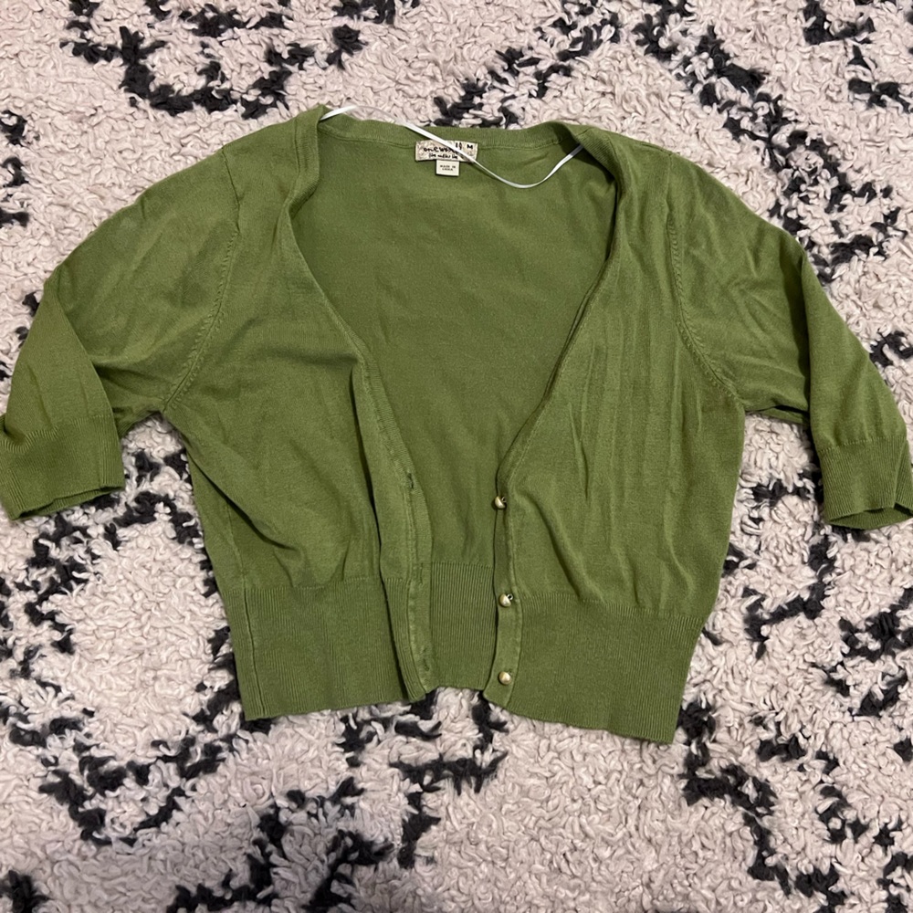 Green cropped cardigan